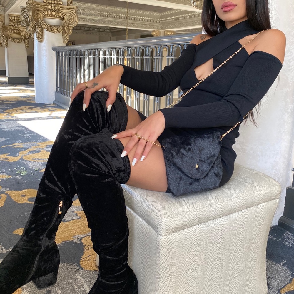 ‼️ X Top Mini Sweater Dress Zip Back Halter Dress - Picture 1 of 5